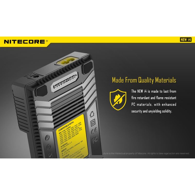 Nitecore NOUVEAU I4 Chargeur de Batterie Li-ion Technologie de Charge Intelligente Compatibilité Étendue