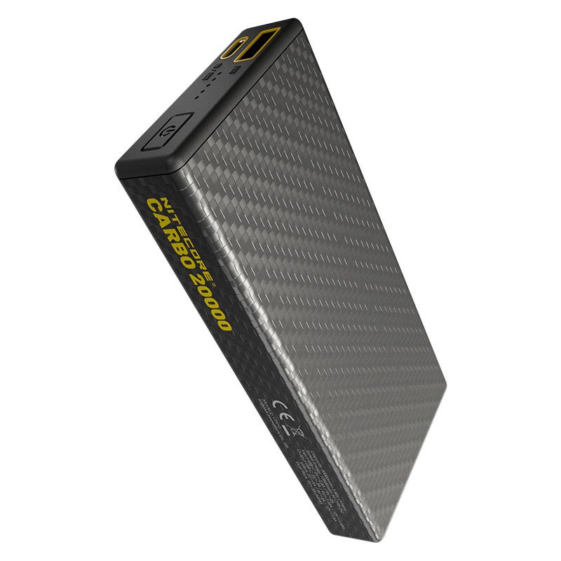 NITECORE CARBO 20000 Batterie Externe 20000mAh IPX5 Charge Rapide 20W Fibre de Carbone Pour Aventure Plein Air