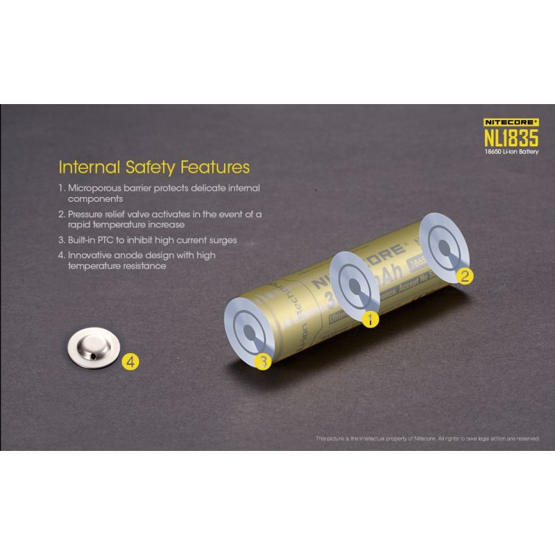 Batterie rechargeable Nitecore 18650 3500mAh NL1835 Haute capacité Li-ion Solutions énergétiques personnelles