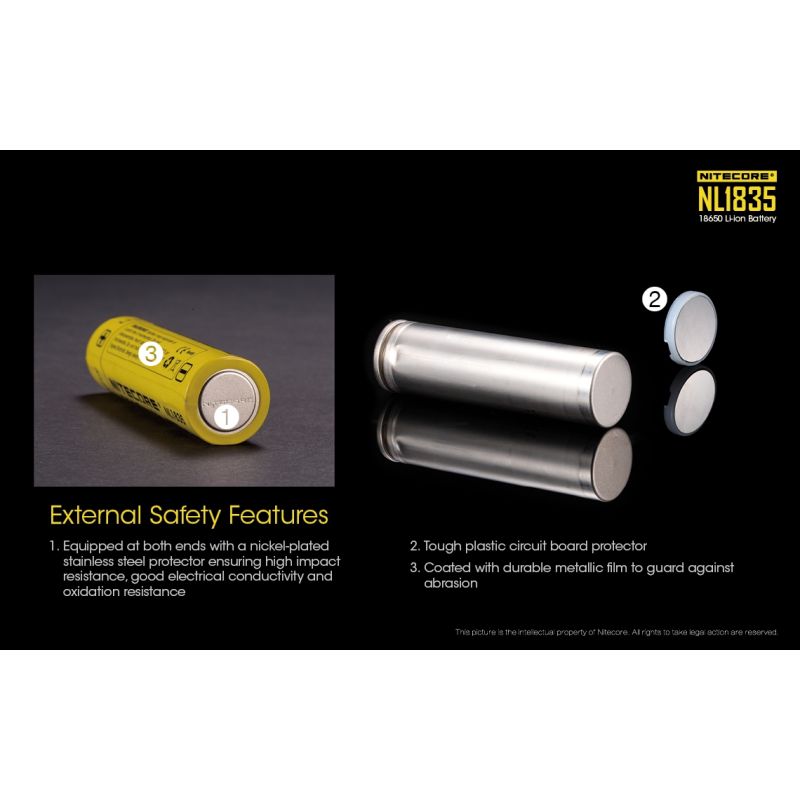 Batterie rechargeable Nitecore 18650 3500mAh NL1835 Haute capacité Li-ion Solutions énergétiques personnelles