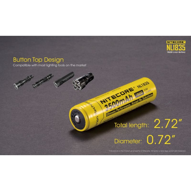 Batterie rechargeable Nitecore 18650 3500mAh NL1835 Haute capacité Li-ion Solutions énergétiques personnelles