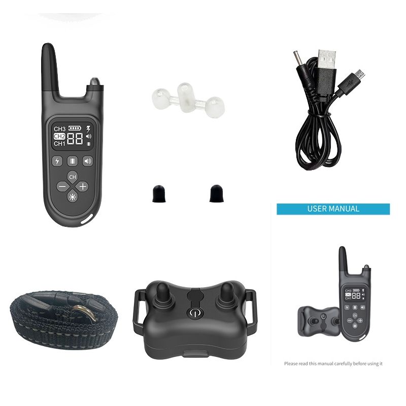 Collier d'entraînement pour chiens LCD imperméable rechargeable 3 modes ajustable 800m outil de formation