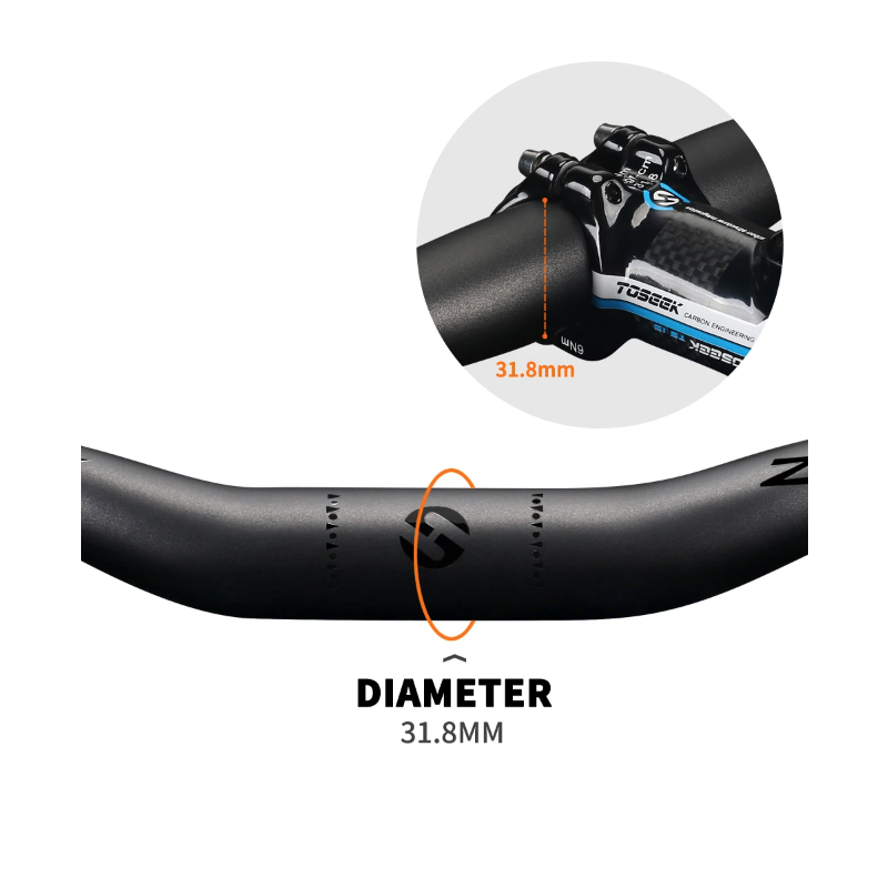 Guidon TOLOOKING ZF-ONE Vélo en Fibre de Carbone 31.8mm Noir Mat Largeur 580-760mm Haute Qualité Cyclisme