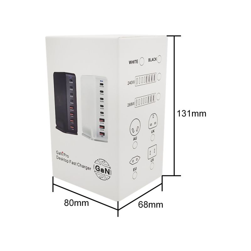 Chargeur GaN 240W 8 Ports USB Type C PD pour Charge Rapide et Efficace Chargeur de Bureau Multi-Appareils
