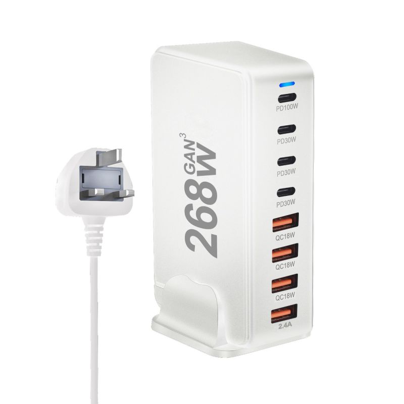 Chargeur GaN 240W 8 Ports USB Type C PD pour Charge Rapide et Efficace Chargeur de Bureau Multi-Appareils