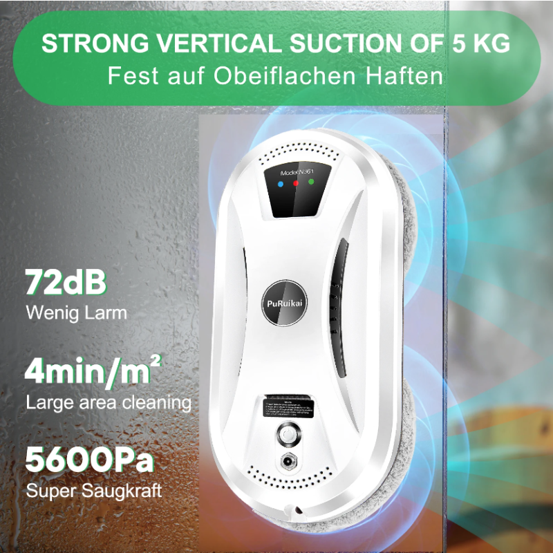 PuRuiKai Robot Nettoyeur Vitres Automatisé Aspirateur Intelligent Planification Intelligente Technologie Adsorption