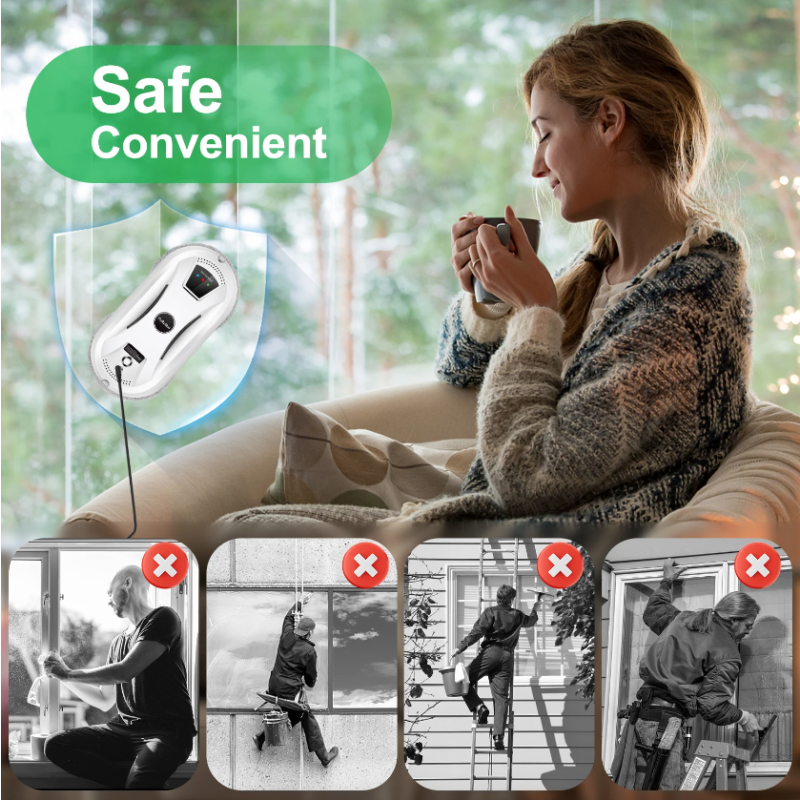 PuRuiKai Robot Nettoyeur Vitres Automatisé Aspirateur Intelligent Planification Intelligente Technologie Adsorption