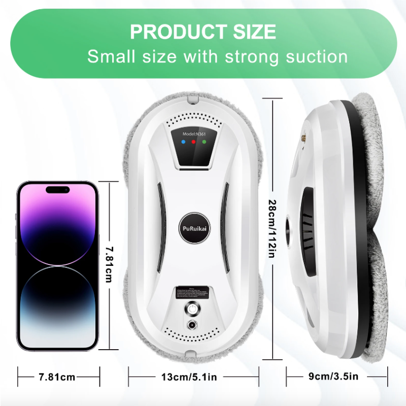 PuRuiKai Robot Nettoyeur Vitres Automatisé Aspirateur Intelligent Planification Intelligente Technologie Adsorption
