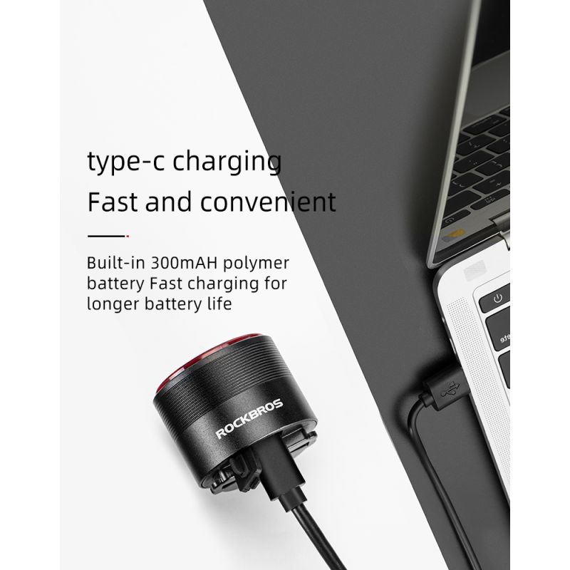 Feu arrière vélo ROCKBROS Q3 feu LED étanche IPX6 pour VTT cyclisme nocturne capteur de frein intelligent