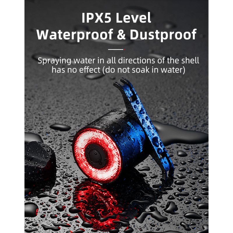 Feu arrière vélo ROCKBROS Q3 feu LED étanche IPX6 pour VTT cyclisme nocturne capteur de frein intelligent
