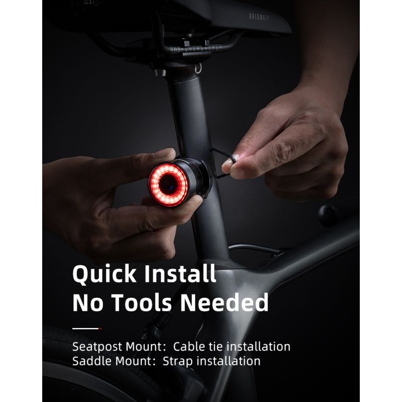 Feu arrière vélo ROCKBROS Q3 feu LED étanche IPX6 pour VTT cyclisme nocturne capteur de frein intelligent