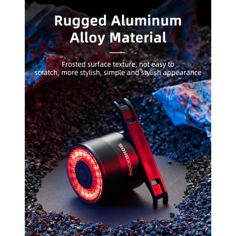 Feu arrière vélo ROCKBROS Q3 feu LED étanche IPX6 pour VTT cyclisme nocturne capteur de frein intelligent