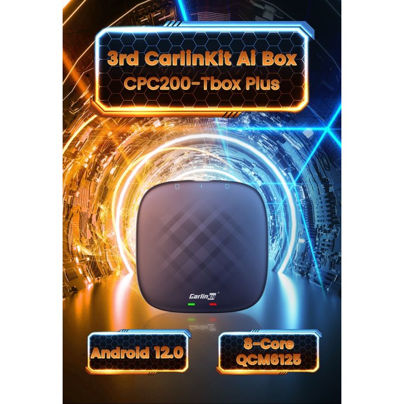 CarlinKit Boîte CarPlay Ai QCM6125 Android 12 Multitâche Fluides Streaming IPTV Netflix Divertissement Auto