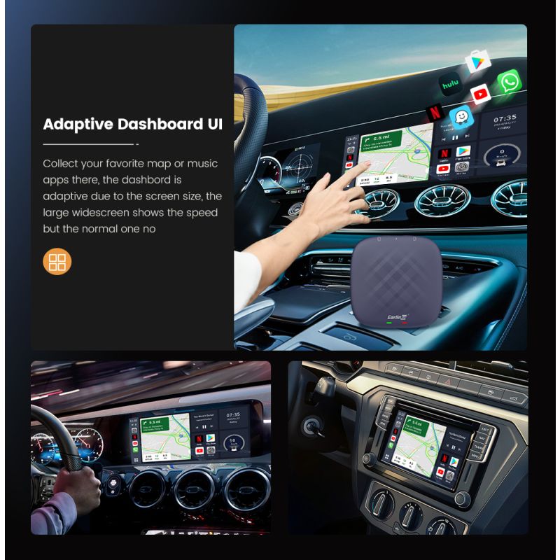 CarlinKit Boîte CarPlay Ai QCM6125 Android 12 Multitâche Fluides Streaming IPTV Netflix Divertissement Auto