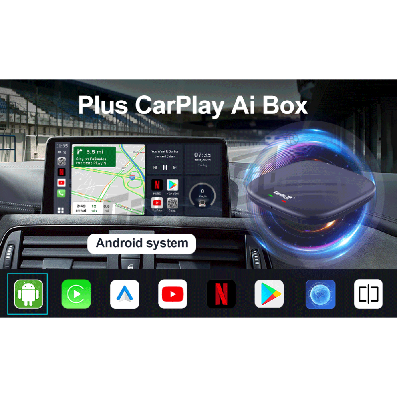 CarlinKit Boîte CarPlay Ai QCM6125 Android 12 Multitâche Fluides Streaming IPTV Netflix Divertissement Auto