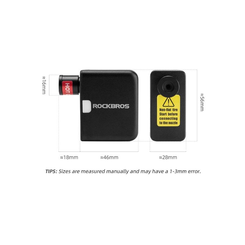 Pompe à vélo ROCKBROS électrique portable rechargeable 100PSI design compact pour vélo moto voiture