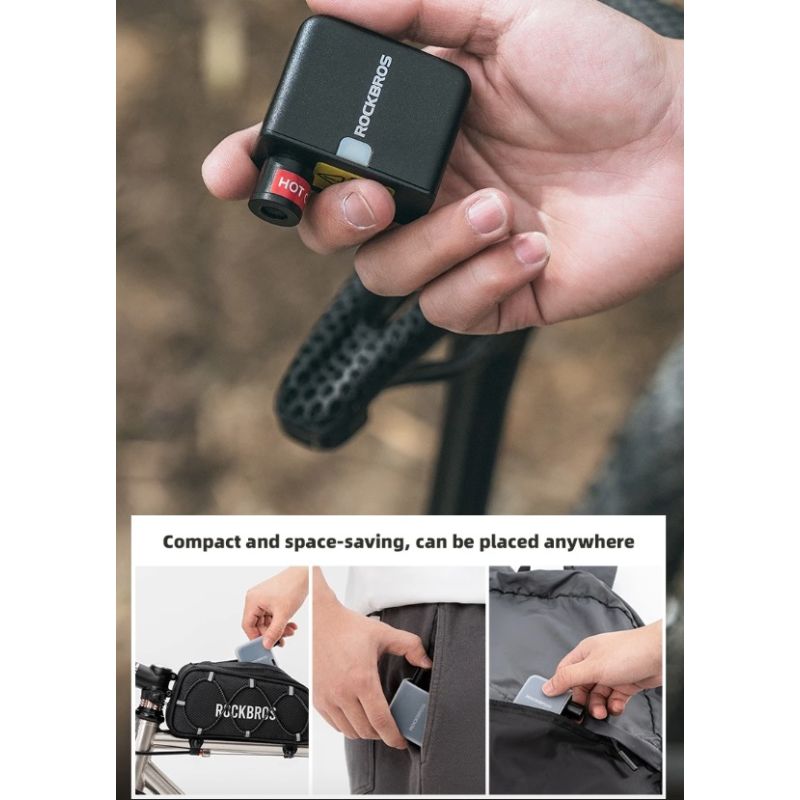 Pompe à vélo ROCKBROS électrique portable rechargeable 100PSI design compact pour vélo moto voiture