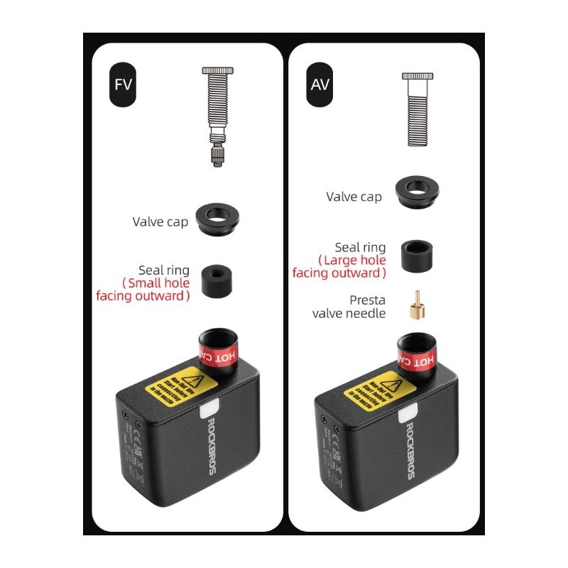 Pompe à vélo ROCKBROS électrique portable rechargeable 100PSI design compact pour vélo moto voiture