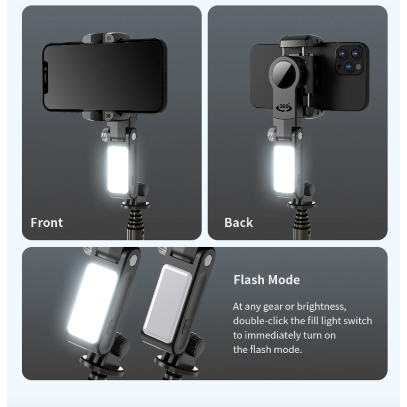Q18 Selfie Stick Rotation 360 Prise de vue créative Trépied pour smartphones Photographie mobile innovante