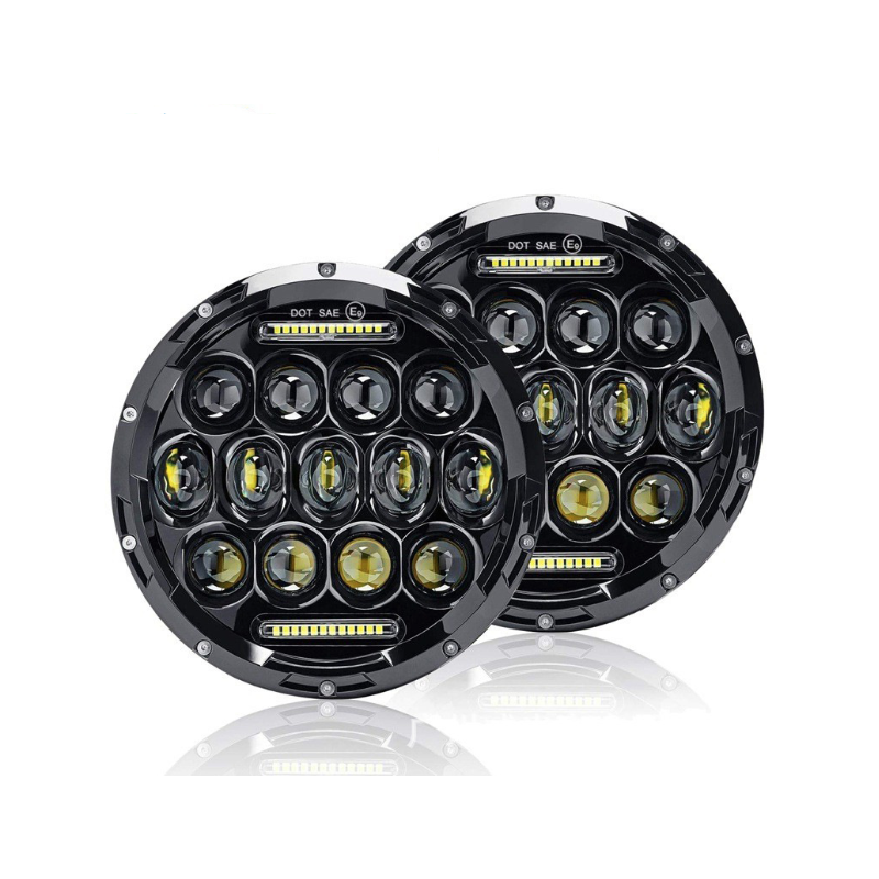 Phare moto LED 7 pouces Harley Jeep Wrangler 75W aluminium moulé étanche IP67 faisceau DRL lumière blanche 6000K