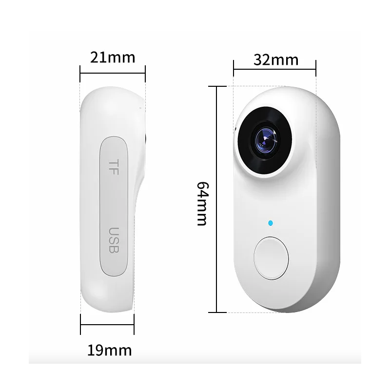 Caméra WiFi Pouce HD 1080P Sport Portable, Enregistreur Vidéo Moto Animaux 120° Grand-Angle