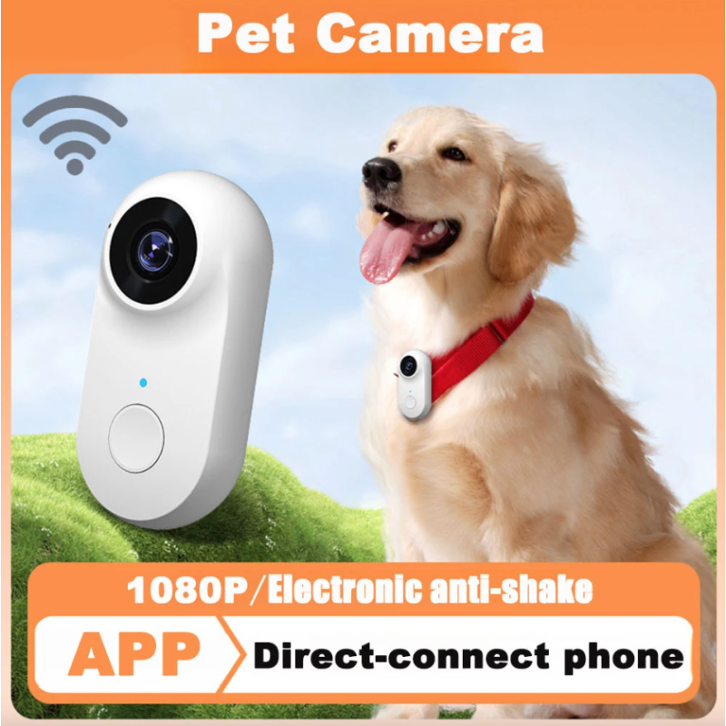 Caméra WiFi Pouce HD 1080P Sport Portable, Enregistreur Vidéo Moto Animaux 120° Grand-Angle