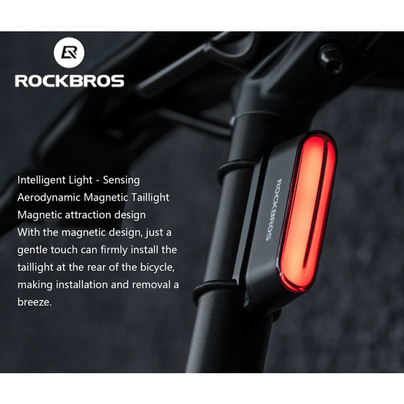 ROCKBROS Feu Arrière Vélo Magnétique Étanche IPX6 | Capteur Intelligent Lumière Vélo Visibilité Sécurité!