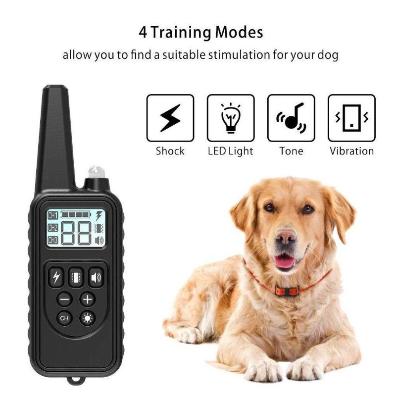 Collier de dressage chien 800m écran LCD modes choc vibration son collier rechargeable imperméable