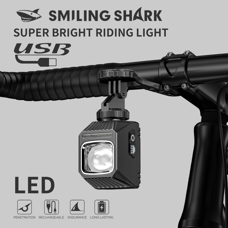 Phare de vélo SMILING SHARK EVO1700 LED rechargeable USB-C alliage aluminium modes multiples étanchéité à vie