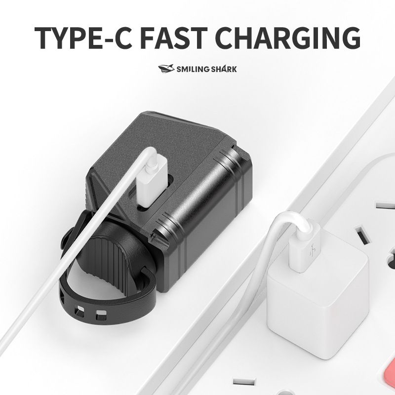 Phare de vélo SMILING SHARK EVO1700 LED rechargeable USB-C alliage aluminium modes multiples étanchéité à vie