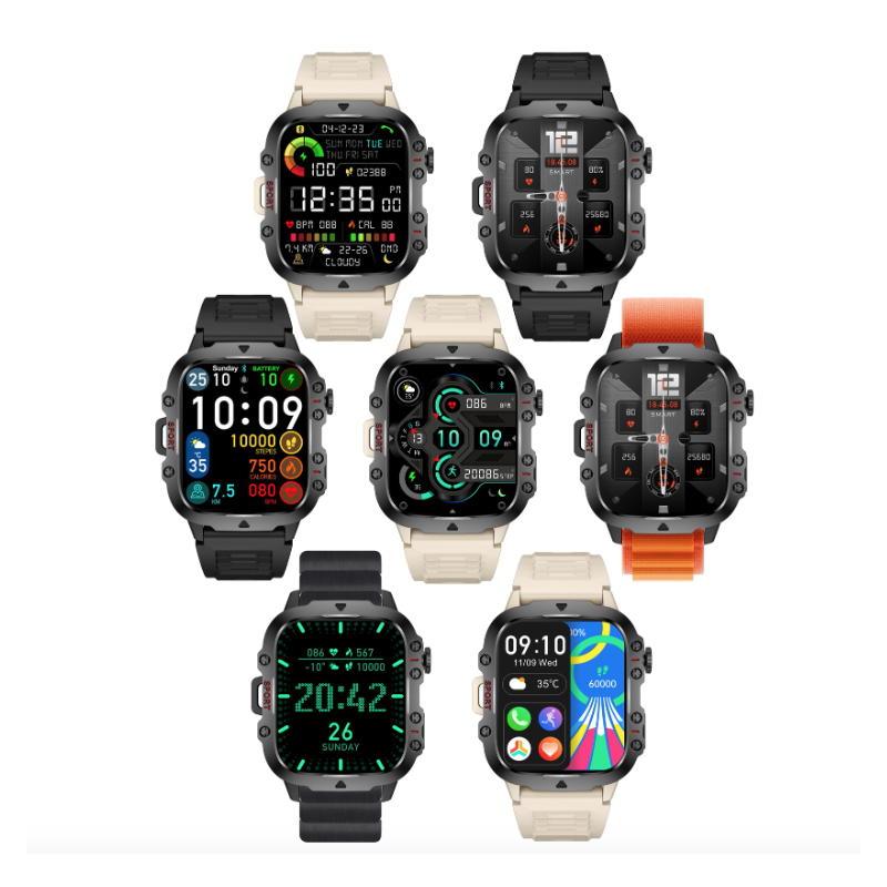 QX11 montre intelligente hommes IP68 5ATM Sports de plein air Fitness Tracker moniteur de santé 1.96 &quot;BT appel Smartwatch