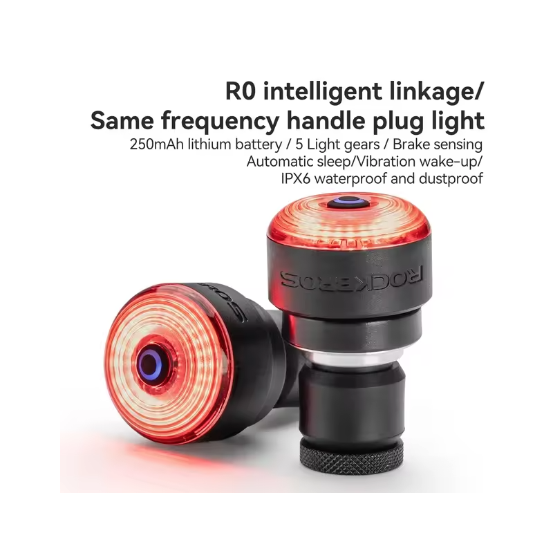 Sécurité Vélo ROCKBROS R0: Feu Arrière Embout Guidon Type-C. Lumière VTT/Route Cyclisme, Visibilité Maximale.