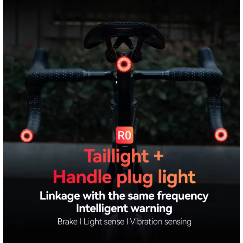 Sécurité Vélo ROCKBROS R0: Feu Arrière Embout Guidon Type-C. Lumière VTT/Route Cyclisme, Visibilité Maximale.