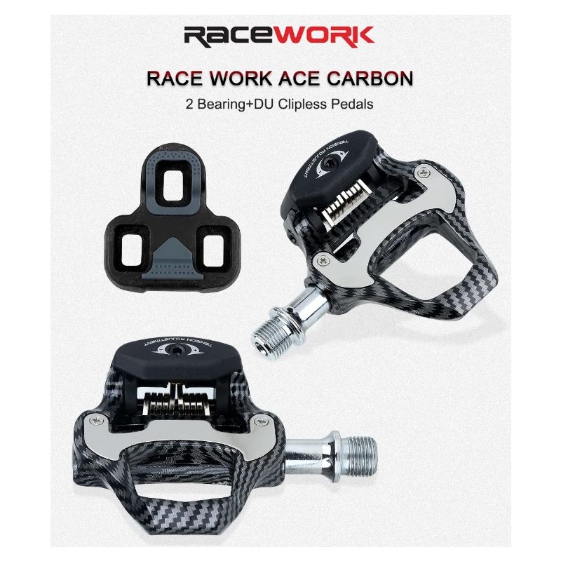 RACEWORK pédale de vélo ultra-légère fibre de carbone compatible SPD Keo passionnés de cyclisme haute performance