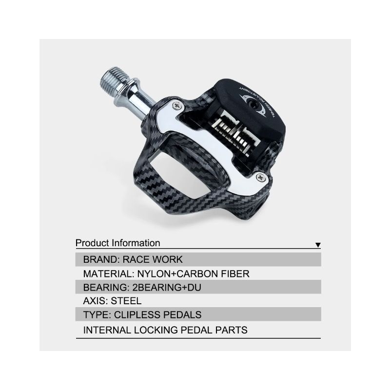 RACEWORK pédale de vélo ultra-légère fibre de carbone compatible SPD Keo passionnés de cyclisme haute performance