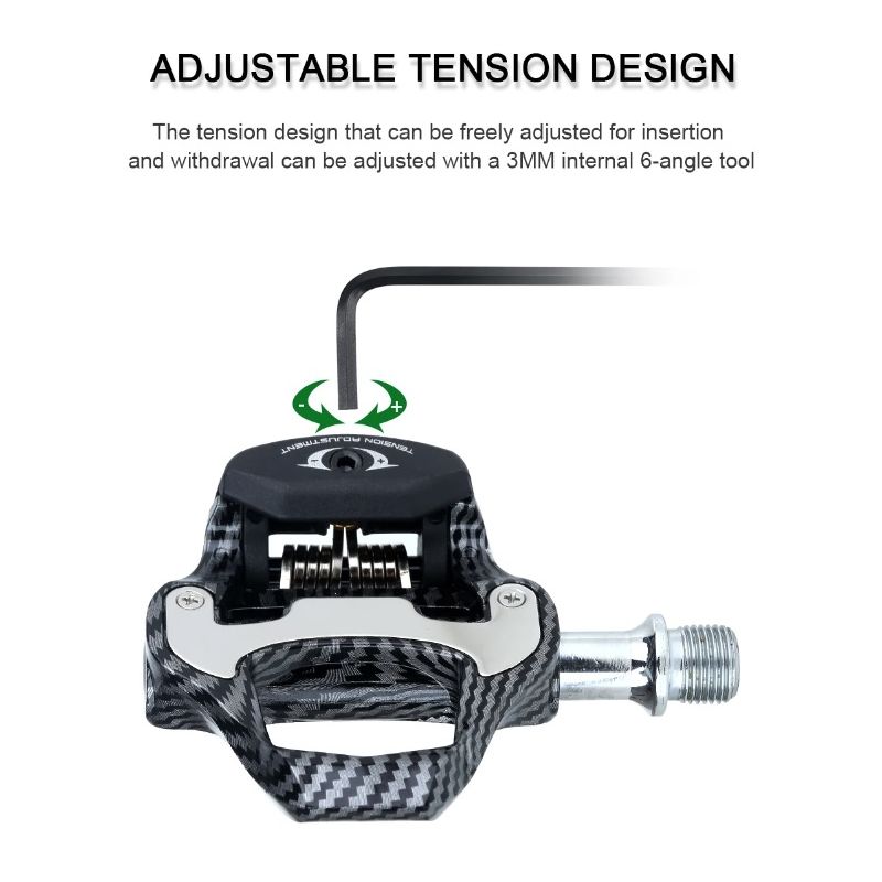 RACEWORK pédale de vélo ultra-légère fibre de carbone compatible SPD Keo passionnés de cyclisme haute performance