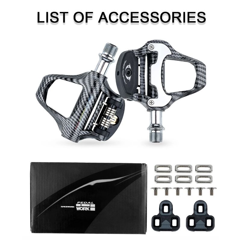 RACEWORK pédale de vélo ultra-légère fibre de carbone compatible SPD Keo passionnés de cyclisme haute performance