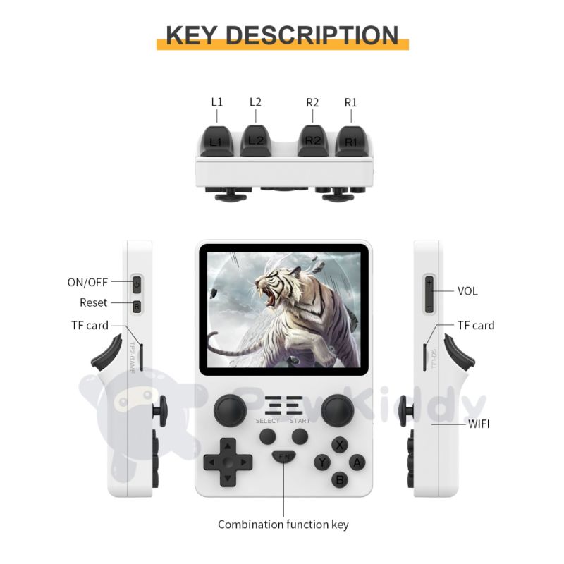 POWKIDDY RGB20S console portable rétro-gaming écran IPS 3.5 pouces système open source cadeau pour enfants