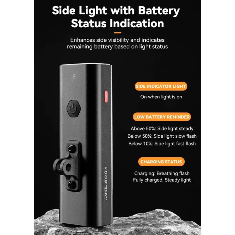 Feu avant de vélo ROCKBROS RHL-1000LUMEN LED 1000 lumens étanche charge Type-C sécurité cyclisme en extérieur