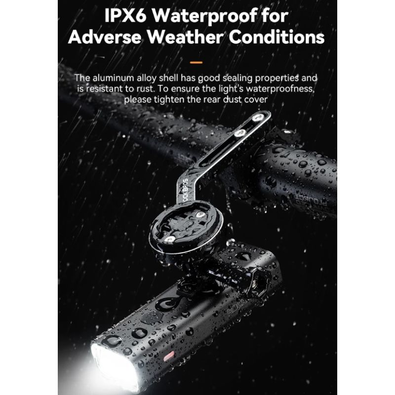 Feu avant de vélo ROCKBROS RHL-1000LUMEN LED 1000 lumens étanche charge Type-C sécurité cyclisme en extérieur