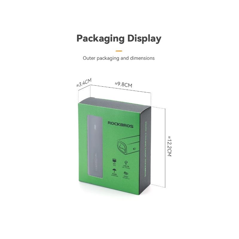 Feu avant de vélo ROCKBROS RHL-1000LUMEN LED 1000 lumens étanche charge Type-C sécurité cyclisme en extérieur