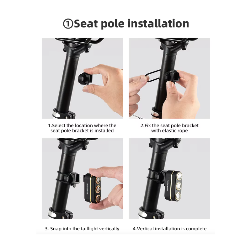 ROCKBROS Feu Arrière Vélo Intelligent, Étanche IP64, Capteur Frein, Type-C, Sécurité Cyclisme Nocturne.