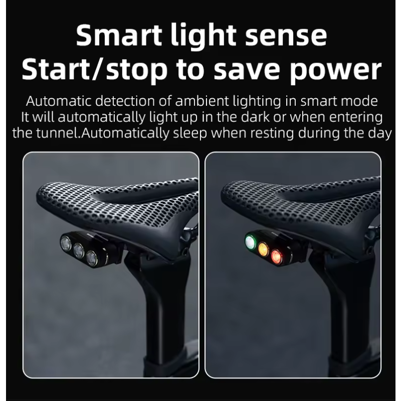 ROCKBROS Feu Arrière Vélo Intelligent, Étanche IP64, Capteur Frein, Type-C, Sécurité Cyclisme Nocturne.