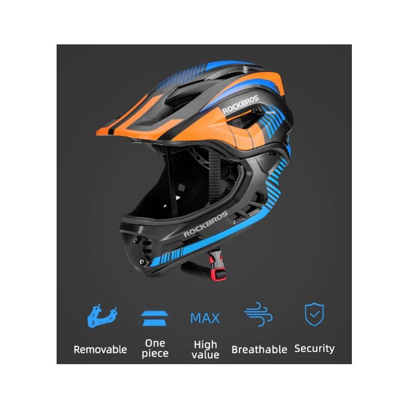 Casque de Cyclisme Enfants ROCKBROS avec Design Amovible Intégral Sécurité et Confort pour Vélo et VTT