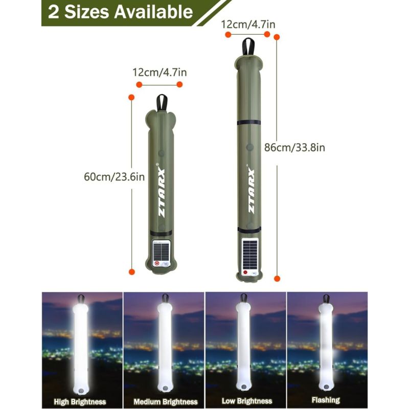 ZTARX Lanterne Solaire Gonflable IP66 - Camping, Randonnée, Urgence - Portable, Étanche, USB Rechargeable