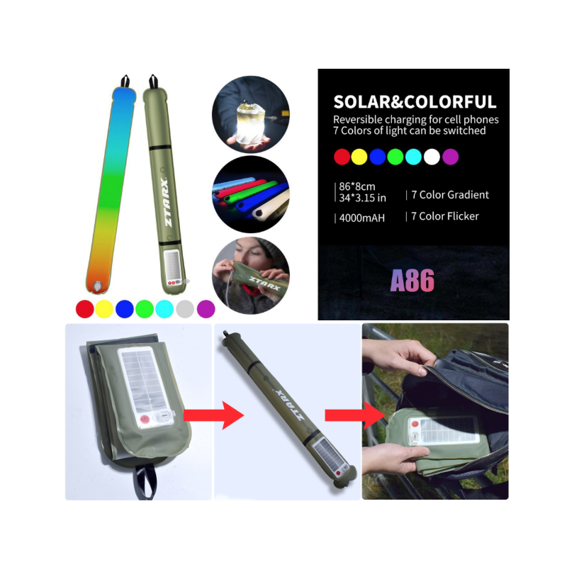 ZTARX Lanterne Solaire Gonflable IP66 - Camping, Randonnée, Urgence - Portable, Étanche, USB Rechargeable