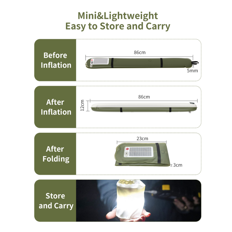 ZTARX Lanterne Solaire Gonflable IP66 - Camping, Randonnée, Urgence - Portable, Étanche, USB Rechargeable