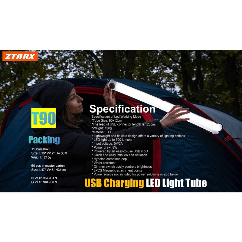 ZTARX Lanterne Solaire Gonflable IP66 - Camping, Randonnée, Urgence - Portable, Étanche, USB Rechargeable