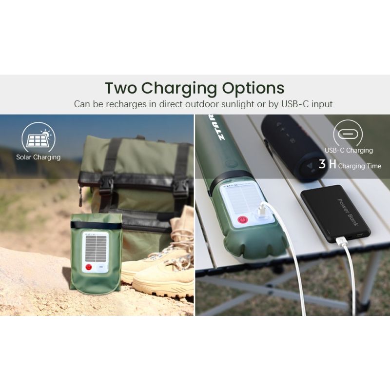 ZTARX Lanterne Solaire Gonflable IP66 - Camping, Randonnée, Urgence - Portable, Étanche, USB Rechargeable