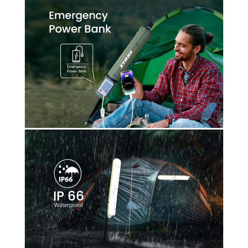 ZTARX Lanterne Solaire Gonflable IP66 - Camping, Randonnée, Urgence - Portable, Étanche, USB Rechargeable
